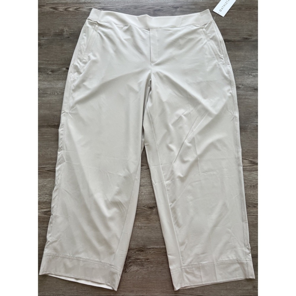 Athleta Brooklyn Heights Wide Leg Pants Womens 22 Beige Full Length NWT